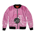 Custom Bowls Australia Breast Cancer Bomber Jacket Pink Ribbon Kangaroo Aboriginal Art - Aussie Hoodie