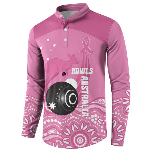Custom Bowls Australia Breast Cancer Button Sweatshirt Pink Ribbon Kangaroo Aboriginal Art - Aussie Hoodie