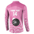 Custom Bowls Australia Breast Cancer Button Sweatshirt Pink Ribbon Kangaroo Aboriginal Art - Aussie Hoodie