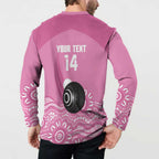 Custom Bowls Australia Breast Cancer Button Sweatshirt Pink Ribbon Kangaroo Aboriginal Art - Aussie Hoodie