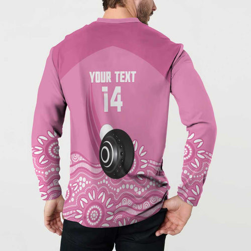 Custom Bowls Australia Breast Cancer Button Sweatshirt Pink Ribbon Kangaroo Aboriginal Art - Aussie Hoodie