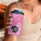 Custom Bowls Australia Breast Cancer 4 in 1 Can Cooler Tumbler Pink Ribbon Kangaroo Aboriginal Art - Aussie Hoodie