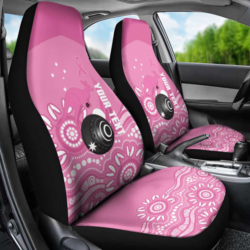 Custom Bowls Australia Breast Cancer Car Seat Cover Pink Ribbon Kangaroo Aboriginal Art - Aussie Hoodie