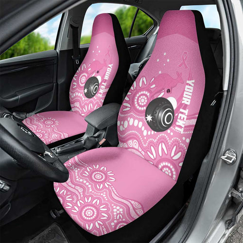 Custom Bowls Australia Breast Cancer Car Seat Cover Pink Ribbon Kangaroo Aboriginal Art - Aussie Hoodie