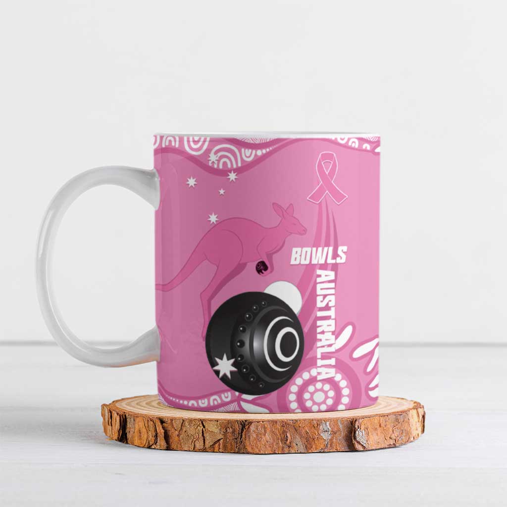 Custom Bowls Australia Breast Cancer Ceramic Mug Pink Ribbon Kangaroo Aboriginal Art - Aussie Hoodie