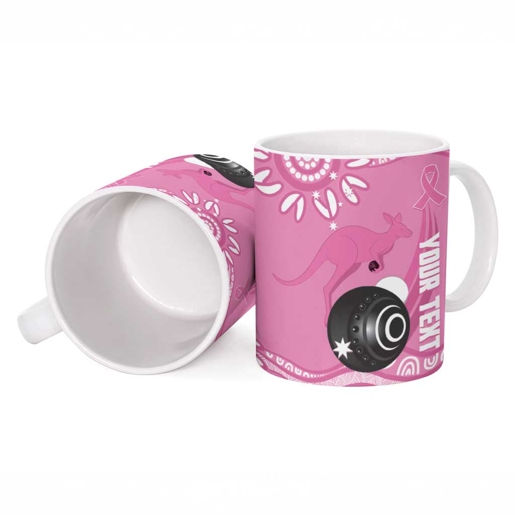 Custom Bowls Australia Breast Cancer Ceramic Mug Pink Ribbon Kangaroo Aboriginal Art - Aussie Hoodie