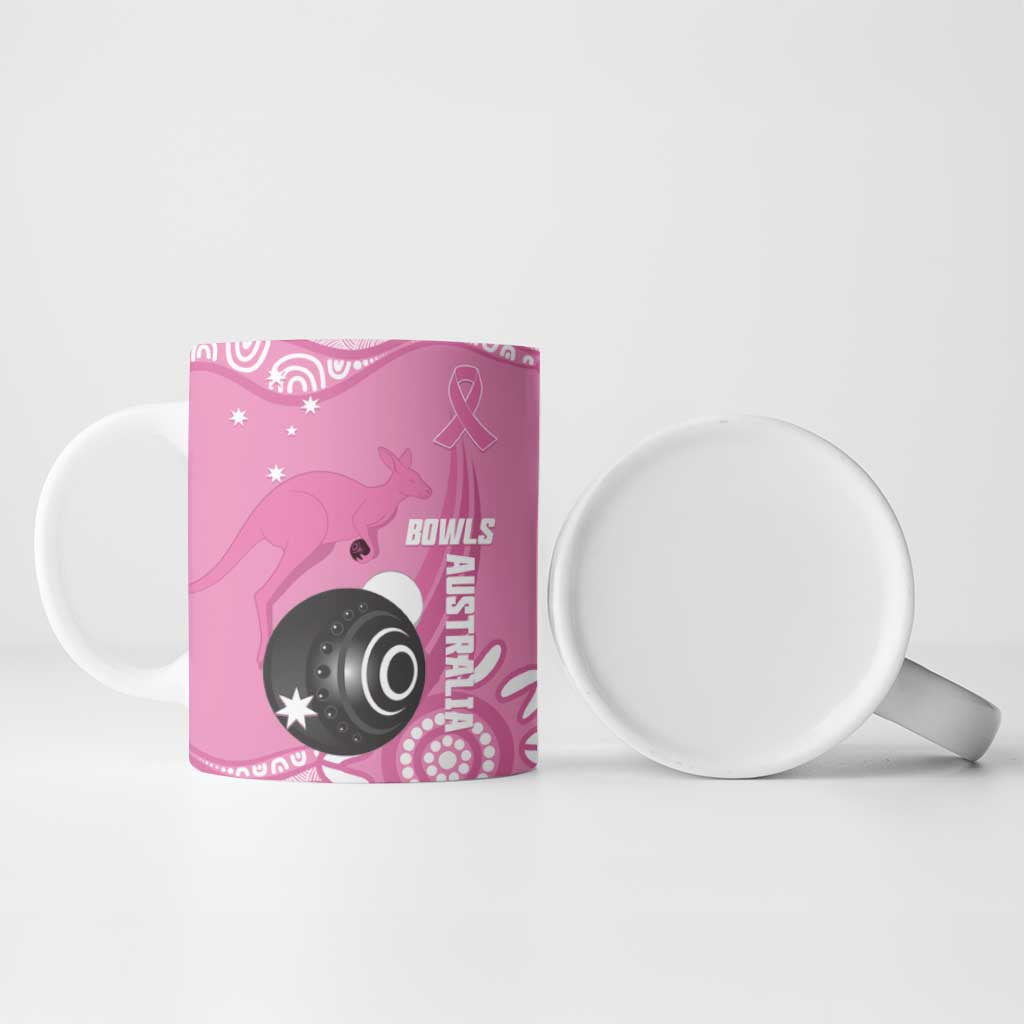 Custom Bowls Australia Breast Cancer Ceramic Mug Pink Ribbon Kangaroo Aboriginal Art - Aussie Hoodie