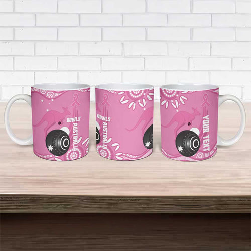 Custom Bowls Australia Breast Cancer Ceramic Mug Pink Ribbon Kangaroo Aboriginal Art - Aussie Hoodie