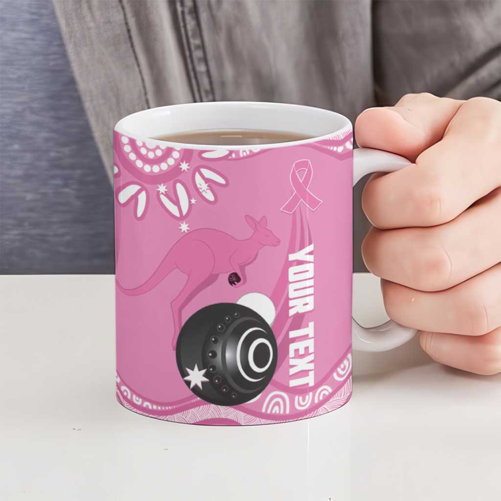 Custom Bowls Australia Breast Cancer Ceramic Mug Pink Ribbon Kangaroo Aboriginal Art - Aussie Hoodie