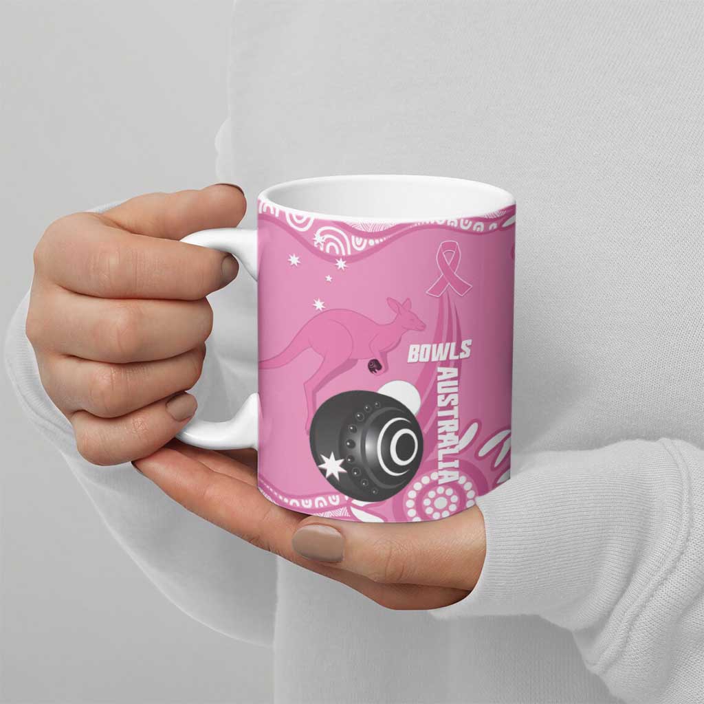 Custom Bowls Australia Breast Cancer Ceramic Mug Pink Ribbon Kangaroo Aboriginal Art - Aussie Hoodie