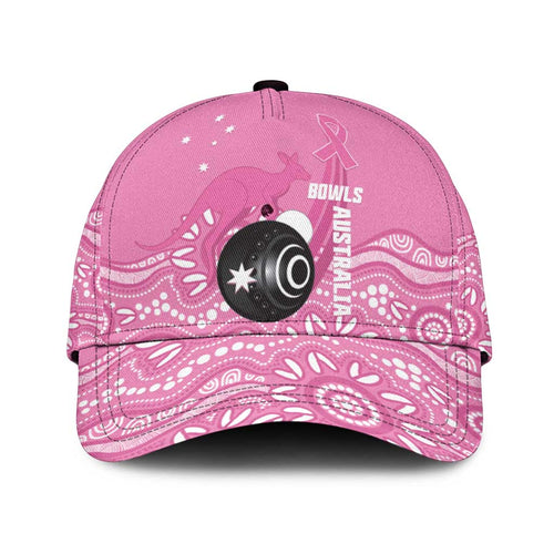 Bowls Australia Breast Cancer Classic Cap Pink Ribbon Kangaroo Aboriginal Art - Aussie Hoodie