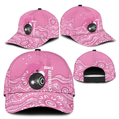 Bowls Australia Breast Cancer Classic Cap Pink Ribbon Kangaroo Aboriginal Art - Aussie Hoodie