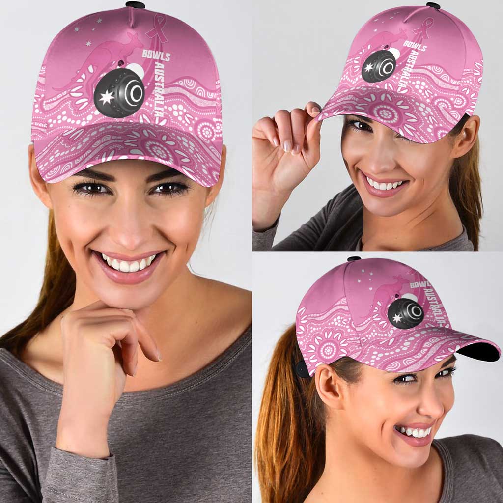 Bowls Australia Breast Cancer Classic Cap Pink Ribbon Kangaroo Aboriginal Art - Aussie Hoodie
