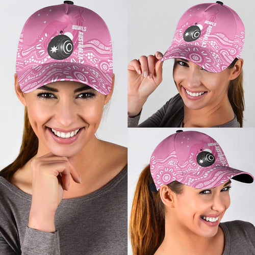 Bowls Australia Breast Cancer Classic Cap Pink Ribbon Kangaroo Aboriginal Art - Aussie Hoodie