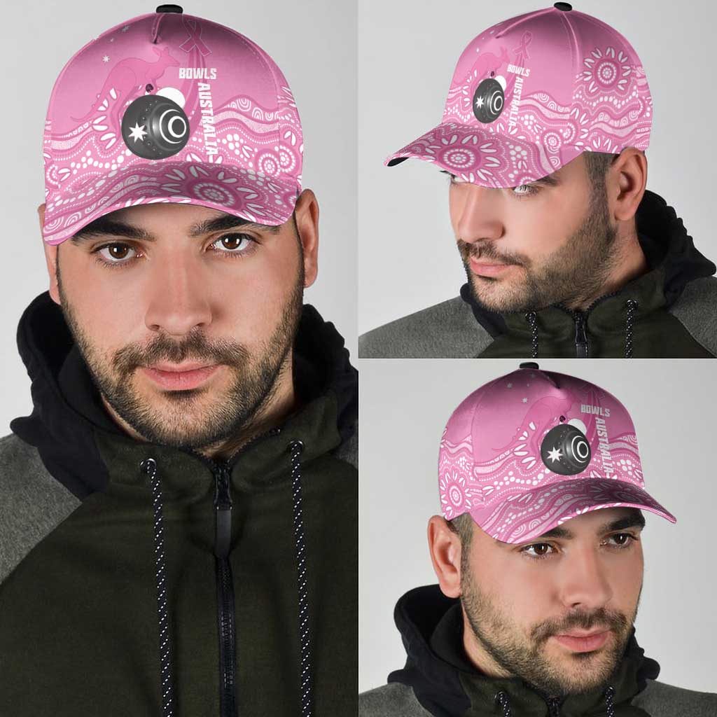 Bowls Australia Breast Cancer Classic Cap Pink Ribbon Kangaroo Aboriginal Art - Aussie Hoodie
