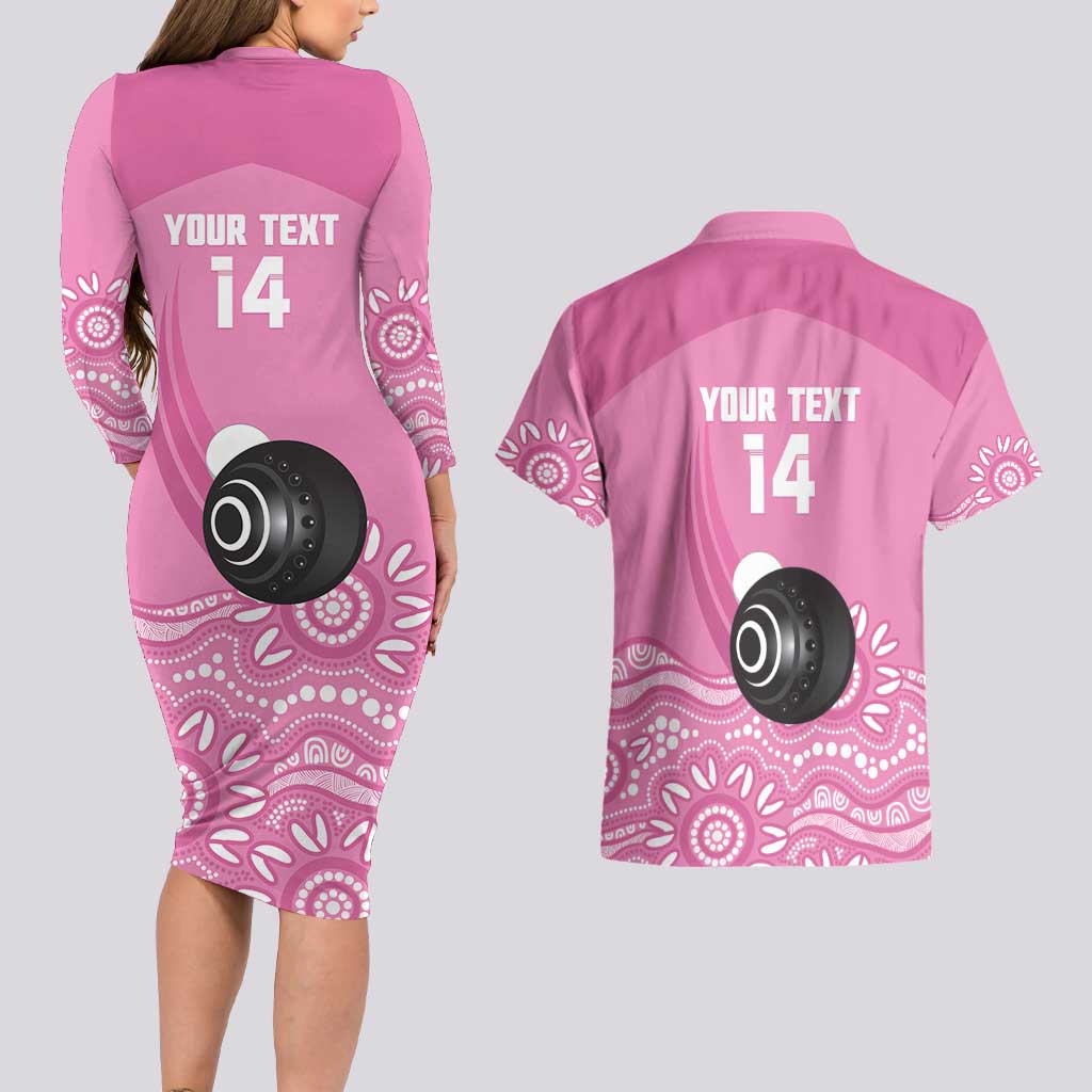 Custom Bowls Australia Breast Cancer Couples Matching Long Sleeve Bodycon Dress and Hawaiian Shirt Pink Ribbon Kangaroo Aboriginal Art - Aussie Hoodie