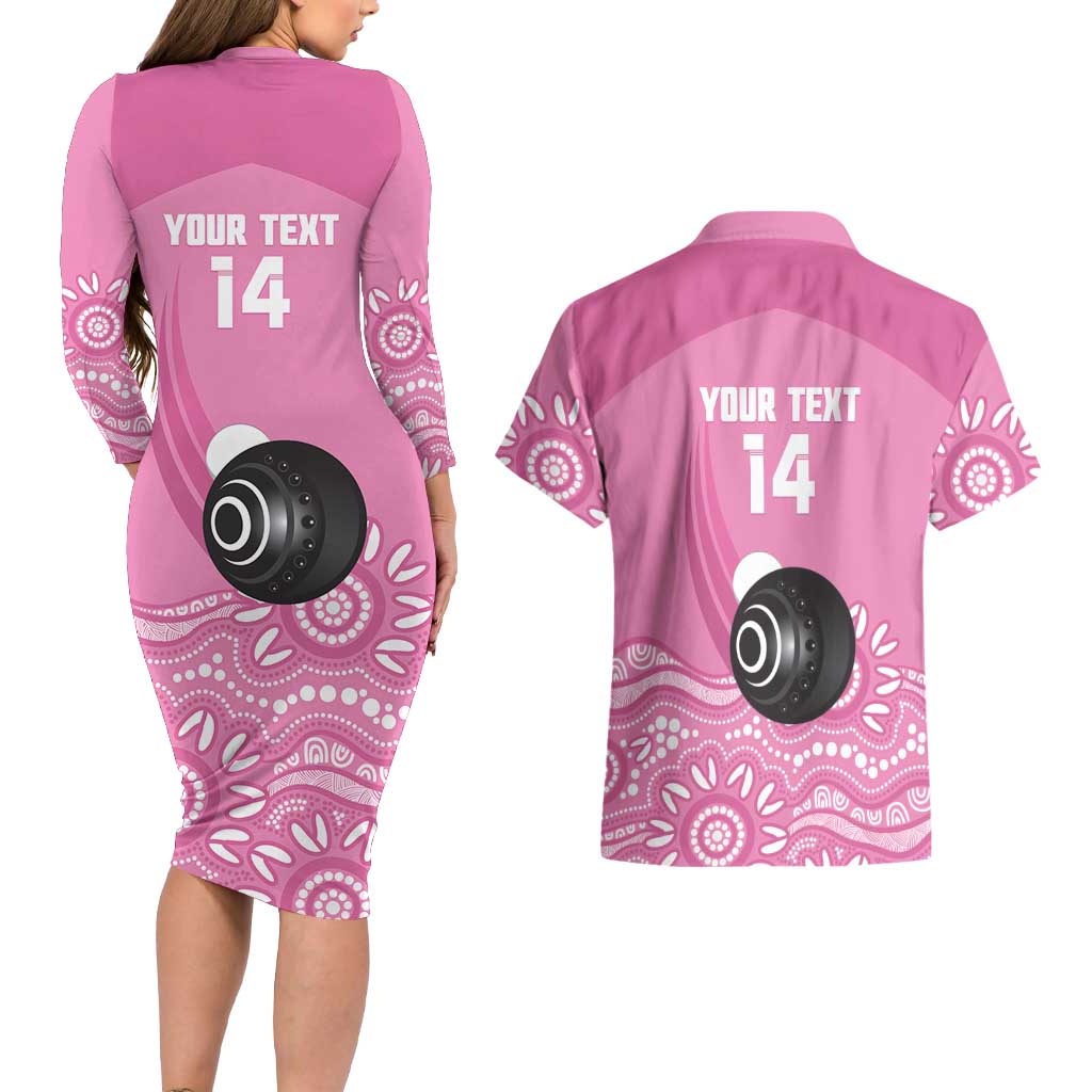 Custom Bowls Australia Breast Cancer Couples Matching Long Sleeve Bodycon Dress and Hawaiian Shirt Pink Ribbon Kangaroo Aboriginal Art - Aussie Hoodie