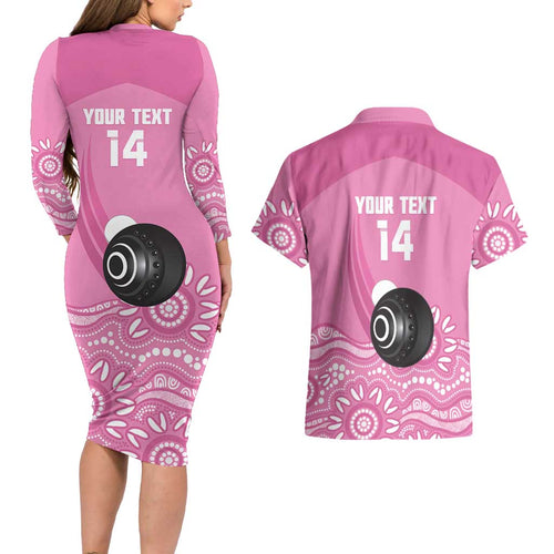 Custom Bowls Australia Breast Cancer Couples Matching Long Sleeve Bodycon Dress and Hawaiian Shirt Pink Ribbon Kangaroo Aboriginal Art - Aussie Hoodie