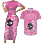 Custom Bowls Australia Breast Cancer Couples Matching Short Sleeve Bodycon Dress and Hawaiian Shirt Pink Ribbon Kangaroo Aboriginal Art - Aussie Hoodie