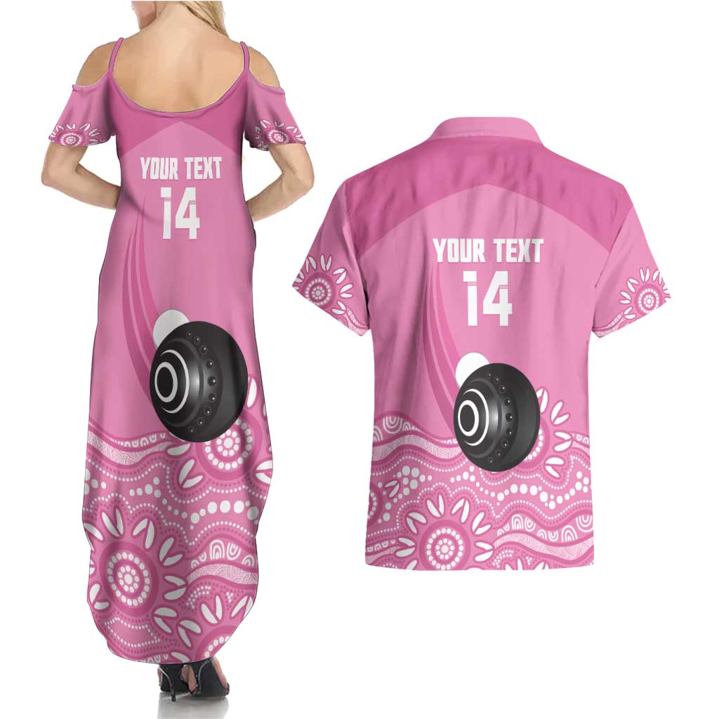 Custom Bowls Australia Breast Cancer Couples Matching Summer Maxi Dress and Hawaiian Shirt Pink Ribbon Kangaroo Aboriginal Art - Aussie Hoodie