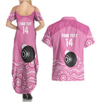 Custom Bowls Australia Breast Cancer Couples Matching Summer Maxi Dress and Hawaiian Shirt Pink Ribbon Kangaroo Aboriginal Art - Aussie Hoodie