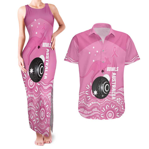 Custom Bowls Australia Breast Cancer Couples Matching Tank Maxi Dress and Hawaiian Shirt Pink Ribbon Kangaroo Aboriginal Art - Aussie Hoodie