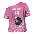 Custom Bowls Australia Breast Cancer Cross Shoulder Shirt Pink Ribbon Kangaroo Aboriginal Art - Aussie Hoodie