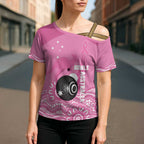 Custom Bowls Australia Breast Cancer Cross Shoulder Shirt Pink Ribbon Kangaroo Aboriginal Art - Aussie Hoodie