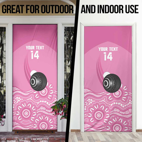 Custom Bowls Australia Breast Cancer Door Cover Pink Ribbon Kangaroo Aboriginal Art - Aussie Hoodie