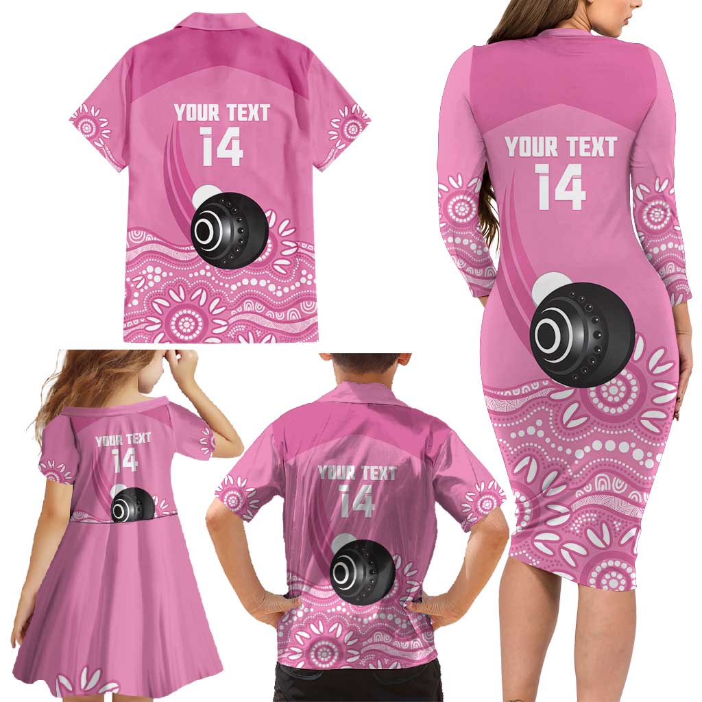 Custom Bowls Australia Breast Cancer Family Matching Long Sleeve Bodycon Dress and Hawaiian Shirt Pink Ribbon Kangaroo Aboriginal Art - Aussie Hoodie