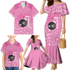 Custom Bowls Australia Breast Cancer Family Matching Mermaid Dress and Hawaiian Shirt Pink Ribbon Kangaroo Aboriginal Art - Aussie Hoodie