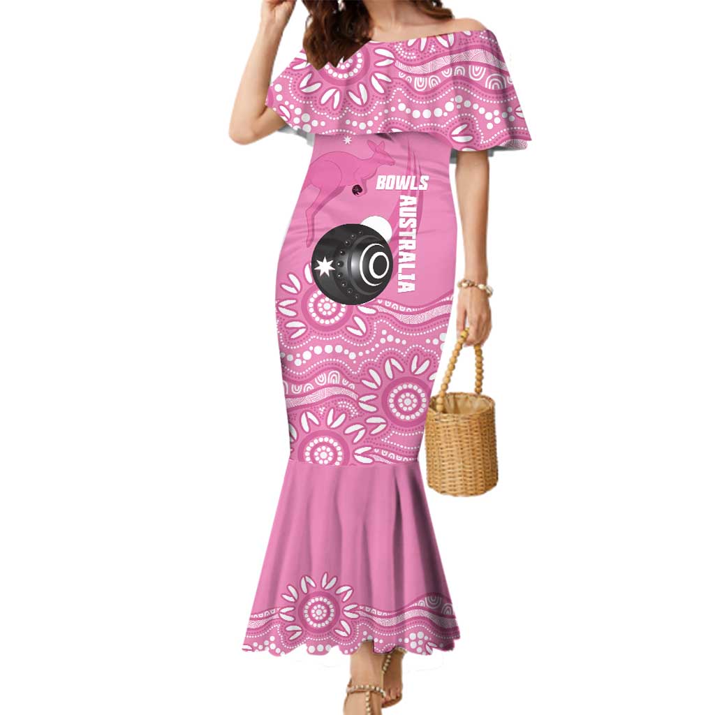 Custom Bowls Australia Breast Cancer Family Matching Mermaid Dress and Hawaiian Shirt Pink Ribbon Kangaroo Aboriginal Art - Aussie Hoodie