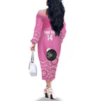 Custom Bowls Australia Breast Cancer Family Matching Off The Shoulder Long Sleeve Dress and Hawaiian Shirt Pink Ribbon Kangaroo Aboriginal Art - Aussie Hoodie