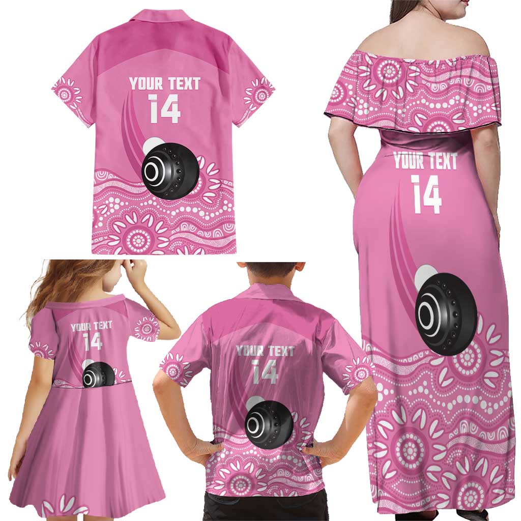 Custom Bowls Australia Breast Cancer Family Matching Off Shoulder Maxi Dress and Hawaiian Shirt Pink Ribbon Kangaroo Aboriginal Art - Aussie Hoodie