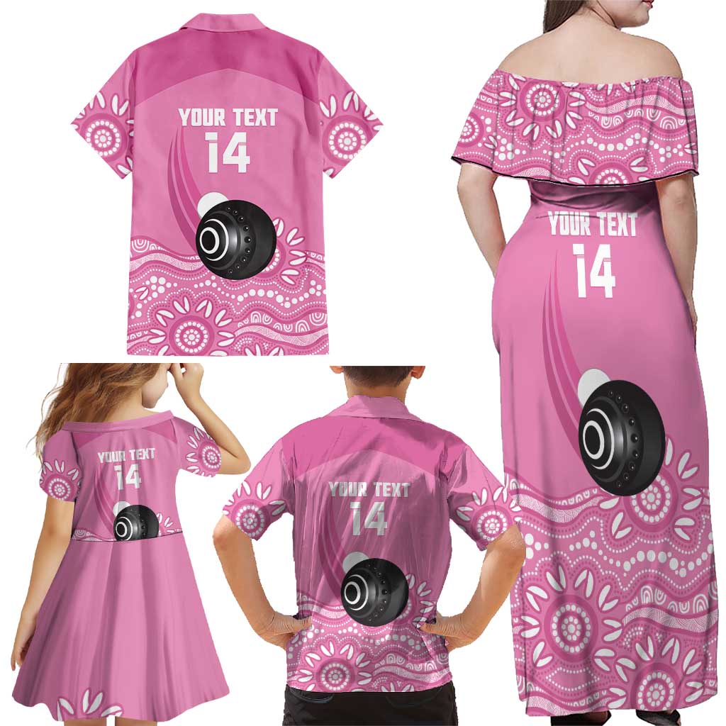 Custom Bowls Australia Breast Cancer Family Matching Off Shoulder Maxi Dress and Hawaiian Shirt Pink Ribbon Kangaroo Aboriginal Art - Aussie Hoodie