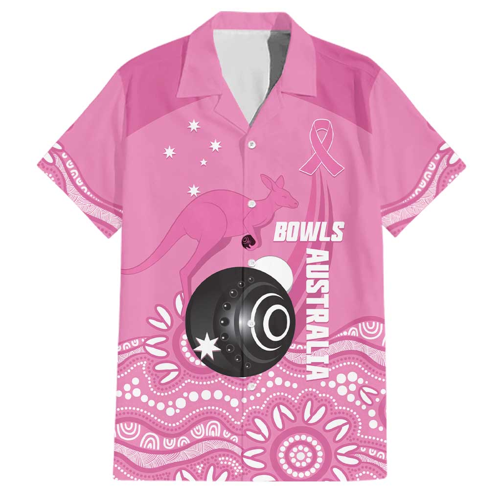 Custom Bowls Australia Breast Cancer Family Matching Off Shoulder Maxi Dress and Hawaiian Shirt Pink Ribbon Kangaroo Aboriginal Art - Aussie Hoodie