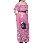 Custom Bowls Australia Breast Cancer Family Matching Off Shoulder Maxi Dress and Hawaiian Shirt Pink Ribbon Kangaroo Aboriginal Art - Aussie Hoodie