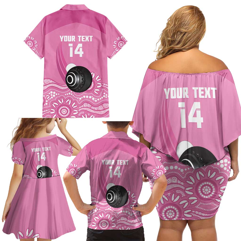 Custom Bowls Australia Breast Cancer Family Matching Off Shoulder Short Dress and Hawaiian Shirt Pink Ribbon Kangaroo Aboriginal Art - Aussie Hoodie