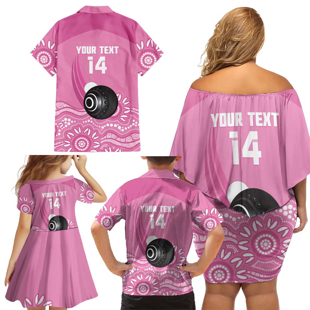 Custom Bowls Australia Breast Cancer Family Matching Off Shoulder Short Dress and Hawaiian Shirt Pink Ribbon Kangaroo Aboriginal Art - Aussie Hoodie