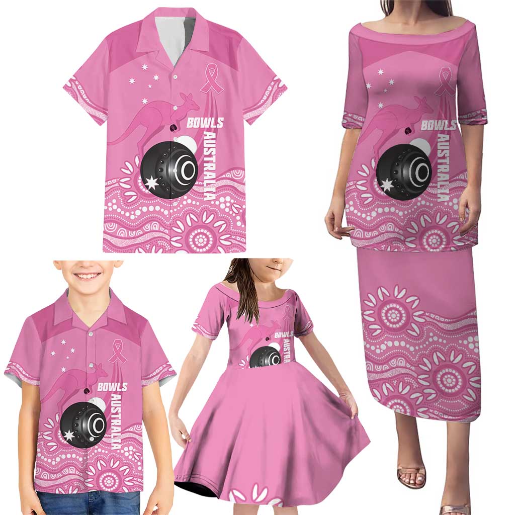 Custom Bowls Australia Breast Cancer Family Matching Puletasi and Hawaiian Shirt Pink Ribbon Kangaroo Aboriginal Art - Aussie Hoodie