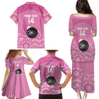 Custom Bowls Australia Breast Cancer Family Matching Puletasi and Hawaiian Shirt Pink Ribbon Kangaroo Aboriginal Art - Aussie Hoodie