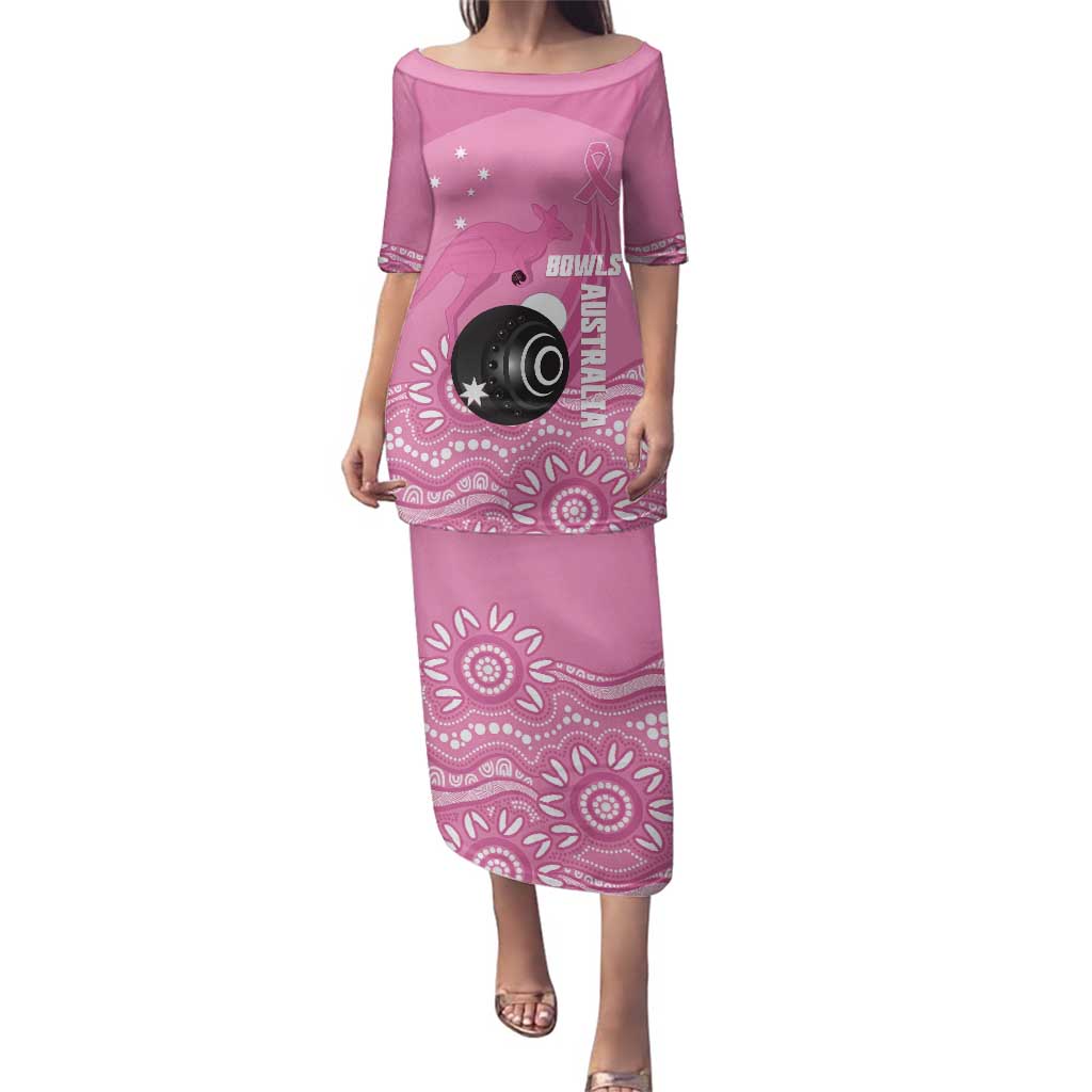 Custom Bowls Australia Breast Cancer Family Matching Puletasi and Hawaiian Shirt Pink Ribbon Kangaroo Aboriginal Art - Aussie Hoodie