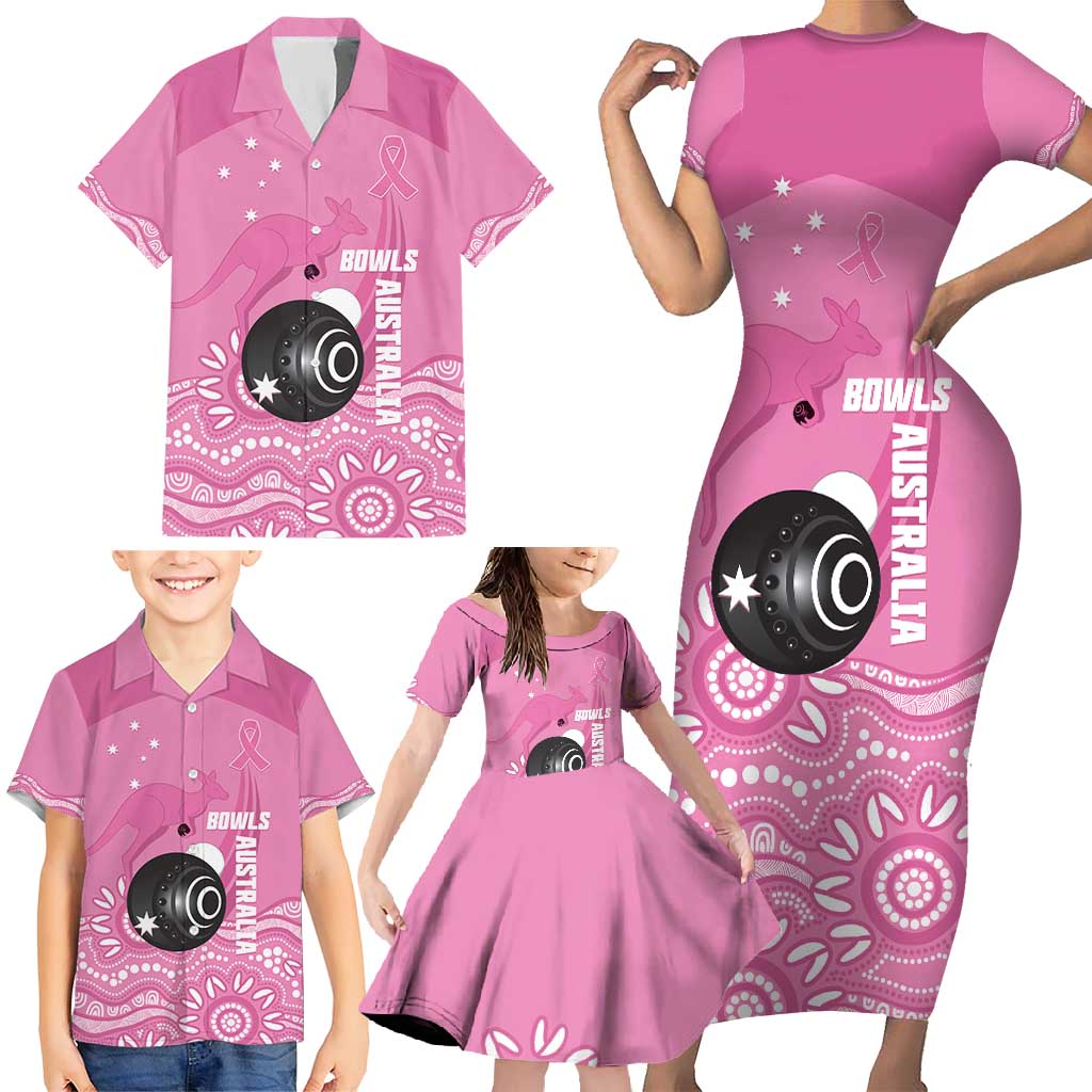 Custom Bowls Australia Breast Cancer Family Matching Short Sleeve Bodycon Dress and Hawaiian Shirt Pink Ribbon Kangaroo Aboriginal Art - Aussie Hoodie