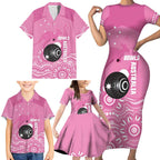Custom Bowls Australia Breast Cancer Family Matching Short Sleeve Bodycon Dress and Hawaiian Shirt Pink Ribbon Kangaroo Aboriginal Art - Aussie Hoodie