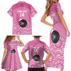 Custom Bowls Australia Breast Cancer Family Matching Short Sleeve Bodycon Dress and Hawaiian Shirt Pink Ribbon Kangaroo Aboriginal Art - Aussie Hoodie