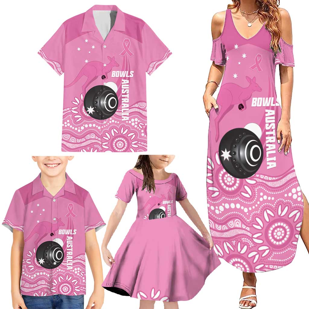 Custom Bowls Australia Breast Cancer Family Matching Summer Maxi Dress and Hawaiian Shirt Pink Ribbon Kangaroo Aboriginal Art - Aussie Hoodie