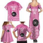 Custom Bowls Australia Breast Cancer Family Matching Summer Maxi Dress and Hawaiian Shirt Pink Ribbon Kangaroo Aboriginal Art - Aussie Hoodie