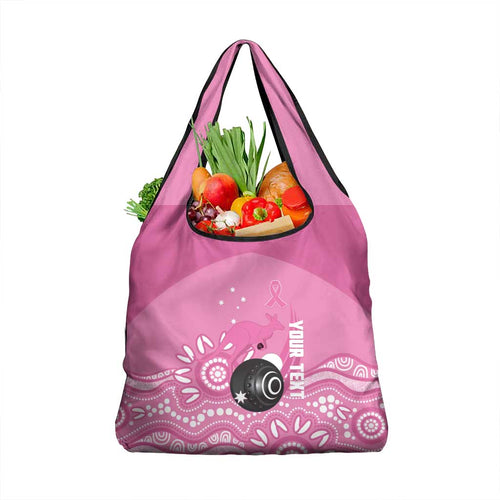 Custom Bowls Australia Breast Cancer Grocery Bag Pink Ribbon Kangaroo Aboriginal Art - Aussie Hoodie