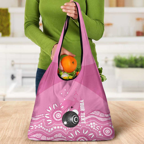 Custom Bowls Australia Breast Cancer Grocery Bag Pink Ribbon Kangaroo Aboriginal Art - Aussie Hoodie
