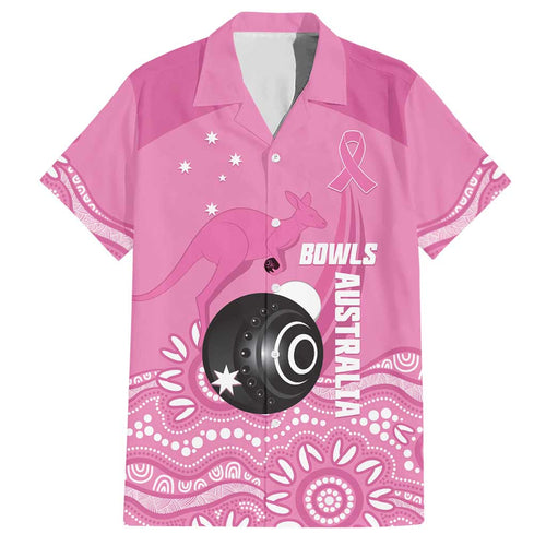 Custom Bowls Australia Breast Cancer Hawaiian Shirt Pink Ribbon Kangaroo Aboriginal Art - Aussie Hoodie